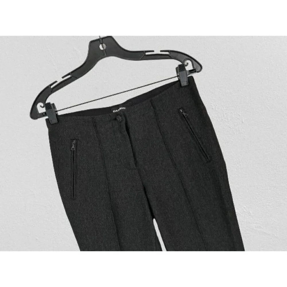 CAMBIO Pants Tapered Zipped Pockets Heather Gray Wool Blend Stretch Size 8